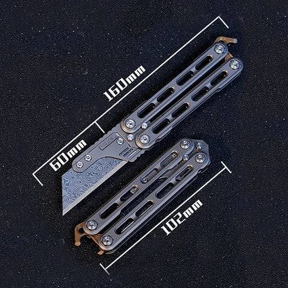 Titanium Practice Balisong Butterfly Trainer Folding Art Utility Knife bottle opener EDC Outdoor Toy