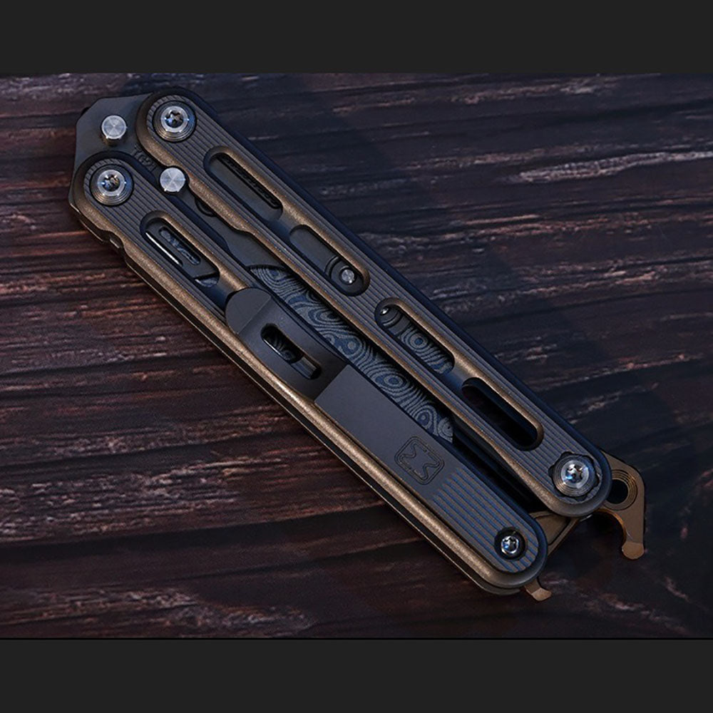 Titanium Practice Balisong Butterfly Trainer Folding Art Utility Knife bottle opener EDC Outdoor Toy