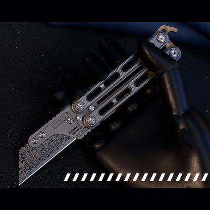 Titanium Practice Balisong Butterfly Trainer Folding Art Utility Knife bottle opener EDC Outdoor Toy