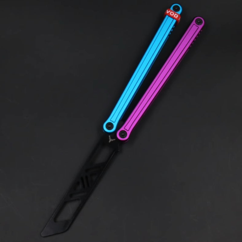 Double-Sided T10 Screw Aluminum Handle Balisong Butterfly Knife Trainer - Bushing Pivot System, Unsharpened Flipping Tool for Practice