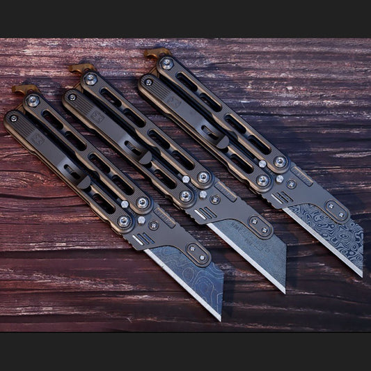 Titanium Practice Balisong Butterfly Trainer Folding Art Utility Knife bottle opener EDC Outdoor Toy