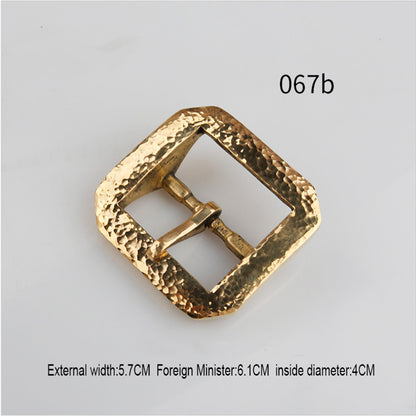 Retro hammered striation Solid Brass Pin Belt Buckle for Men Women Leather craft