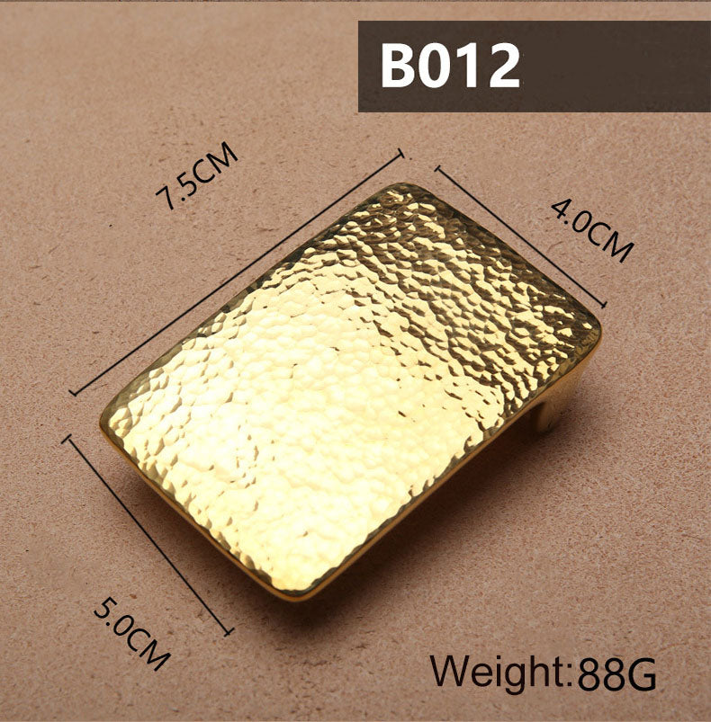 Retro hammered striation Solid Brass Pin Belt Buckle for Men Women Leather craft