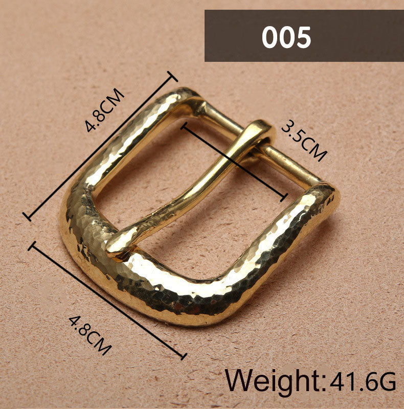 Retro hammered striation Solid Brass Pin Belt Buckle for Men Women Leather craft