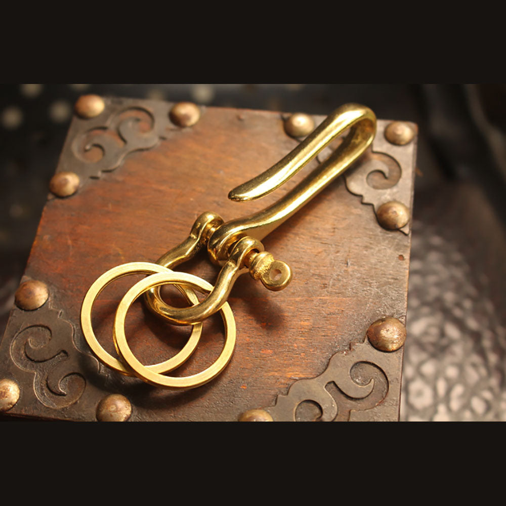 Quality Brass/COPPER FISHHOOK KEY CHAIN Keyring Shackle Split Ring leather craft