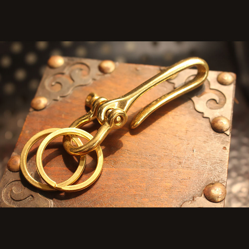 Quality Brass/COPPER FISHHOOK KEY CHAIN Keyring Shackle Split Ring leather craft