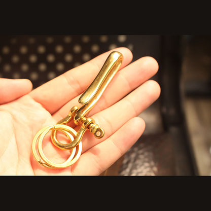 Quality Brass/COPPER FISHHOOK KEY CHAIN Keyring Shackle Split Ring leather craft