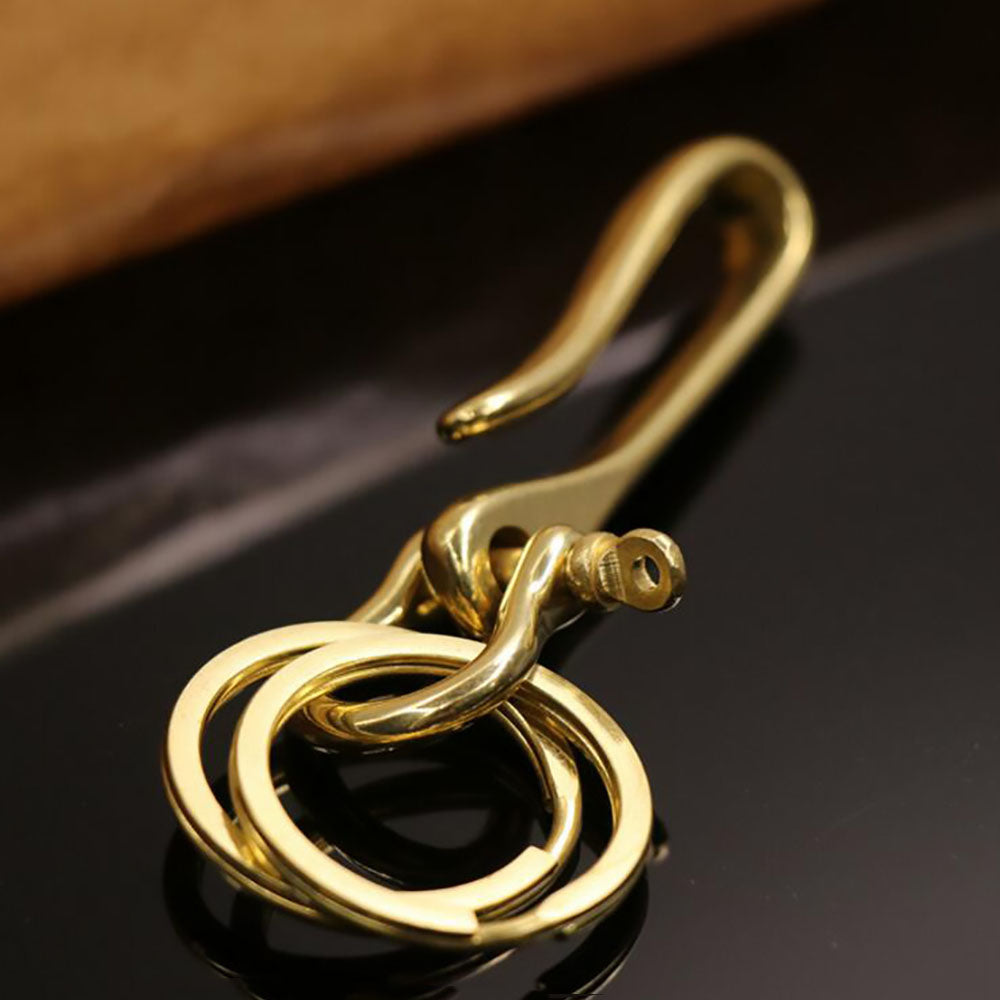 Quality Brass/COPPER FISHHOOK KEY CHAIN Keyring Shackle Split Ring leather craft