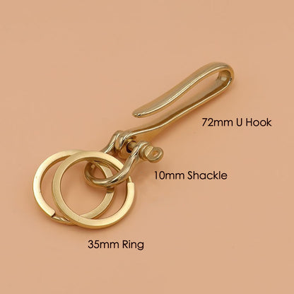 Quality Brass/COPPER FISHHOOK KEY CHAIN Keyring Shackle Split Ring leather craft