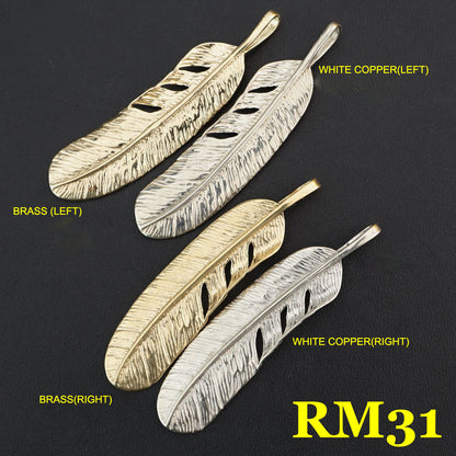 Artistic Brass feather Pendant key chain wallet bag accessories brass DIY RM31