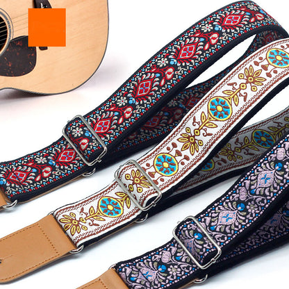 Retro Multicolored Wovened Cotton Shoulder Belt For Uklee Player Guitar Strap