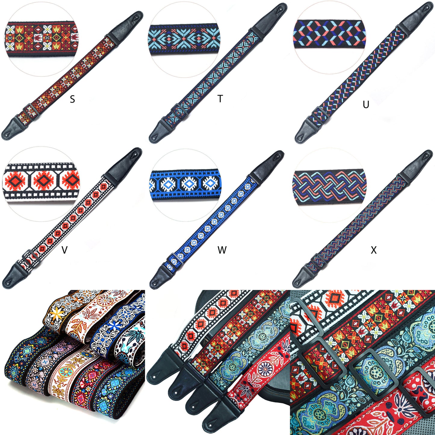 Retro Multicolored Wovened Cotton Shoulder Belt For Uklee Player Guitar Strap