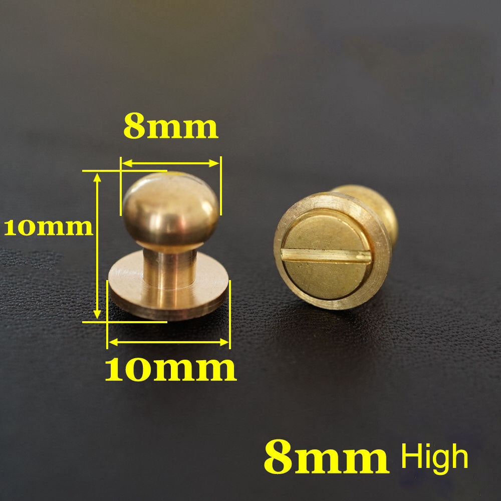 10/20/30pcs Stud Screw Round Head Solid Brass Nail Rivet Button Leathercraft diy