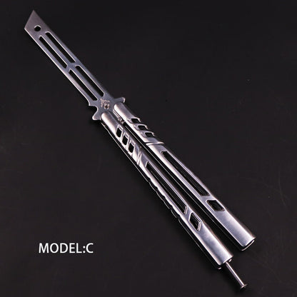 Quality Practice Balisong Butterfly Steel Trainer Knife No Screws Closed Rivets