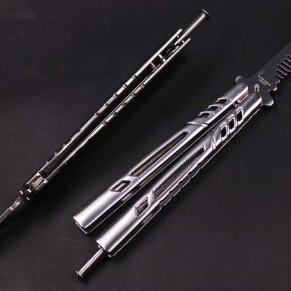 Quality Practice Balisong Butterfly Steel Trainer Knife No Screws Closed Rivets