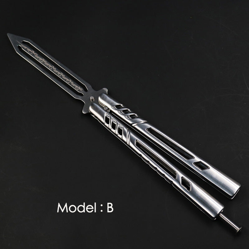 Quality Practice Balisong Butterfly Steel Trainer Knife No Screws Closed Rivets