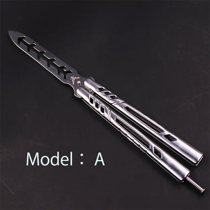 Quality Practice Balisong Butterfly Steel Trainer Knife No Screws Closed Rivets