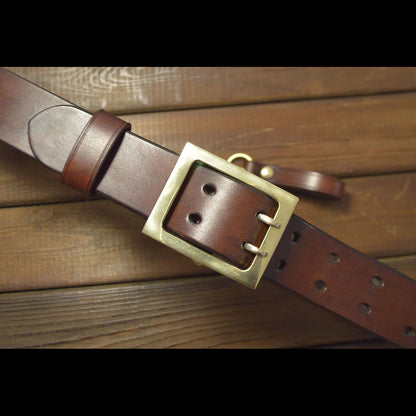 Handmade Custom made Leather Full Grain Cowhide Heavy Duty 40mm Belt Double Pin