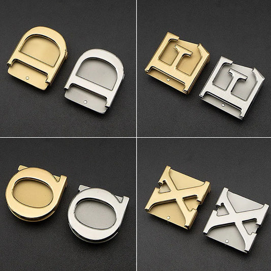 Stainless Steel Letter Shape Design Belt Buckle Replacement for Making 38mm Width Luxury Leather Belt DIY