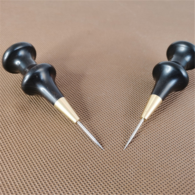 Ebony blackwood Handle Leather Craft Sewing Round hole Overstitch Awl DIY Tool