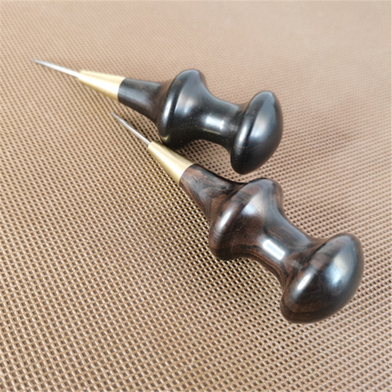 Ebony blackwood Handle Leather Craft Sewing Round hole Overstitch Awl DIY Tool