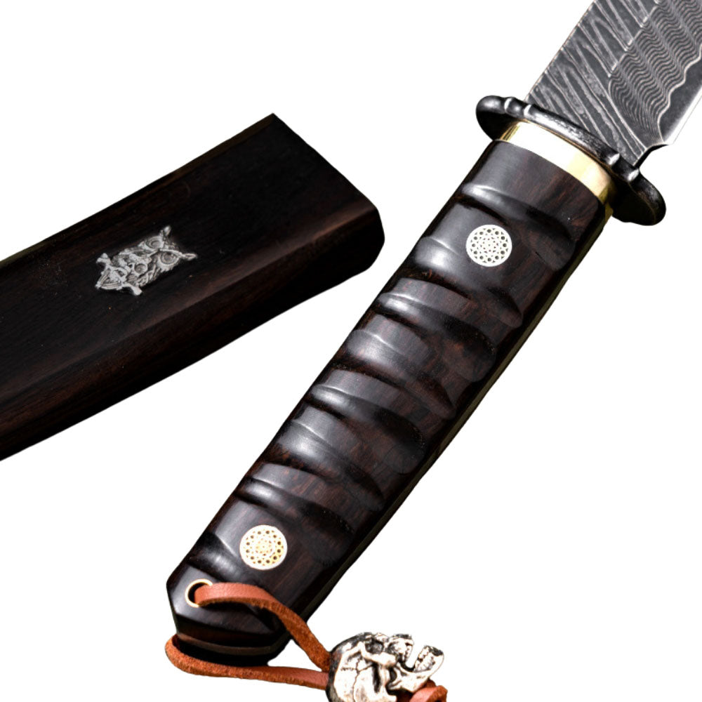 Hand Forged Japanese Style Damascus Fruit Knife Luxury Outdoor Camping Blade for Collection EDC Camping, Hunting, Self-defense Tactics, Practical Survival