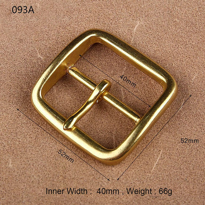 Retro Style Solid Brass Pin Belt Buckle for Men Dress Leatherwork Craft DIY 40mm