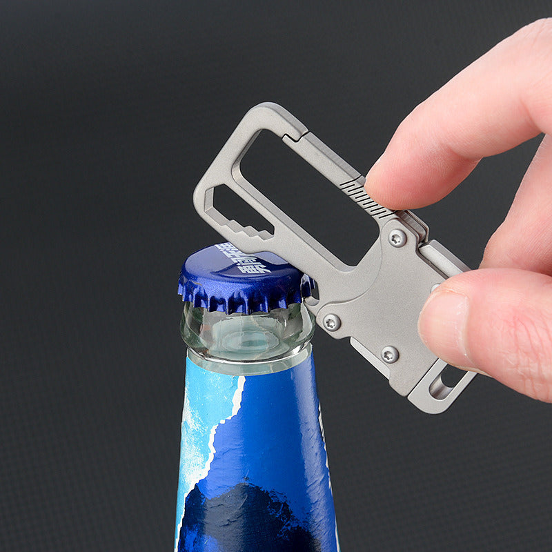 Small Titanium Alloy Keychain Knife Carabiner Pocket Folding Knife Portable Tool