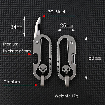 Small Titanium Alloy Keychain Knife Carabiner Pocket Folding Knife Portable Tool