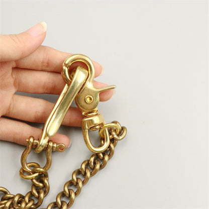 Solid Brass U Hook Key Chains Strap Swivel Snap Clasp Cowboy Punk Accessory DIY