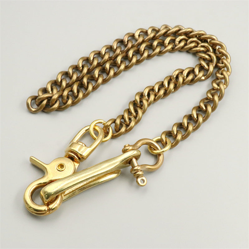 Solid Brass U Hook Key Chains Strap Swivel Snap Clasp Cowboy Punk Accessory DIY