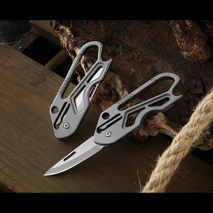 Mini Titanium Alloy Keychain Carabiner Pocket Folding Knife Portable EDC Tool