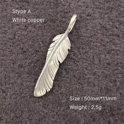 Artistic Brass Feather Design Pendant Keychain Wallet Bag Accessories Craft DIY