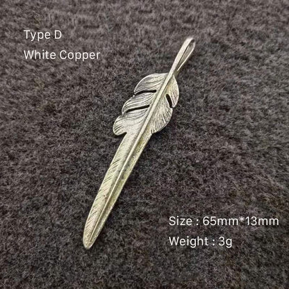 Artistic Brass Feather Design Pendant Keychain Wallet Bag Accessories Craft DIY