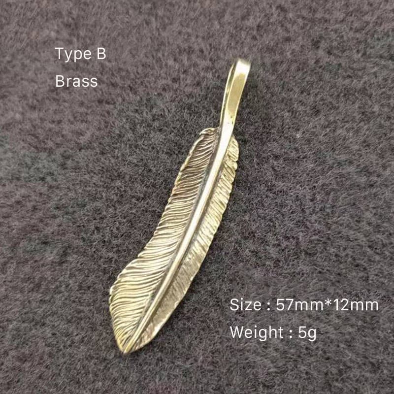 Artistic Brass Feather Design Pendant Keychain Wallet Bag Accessories Craft DIY