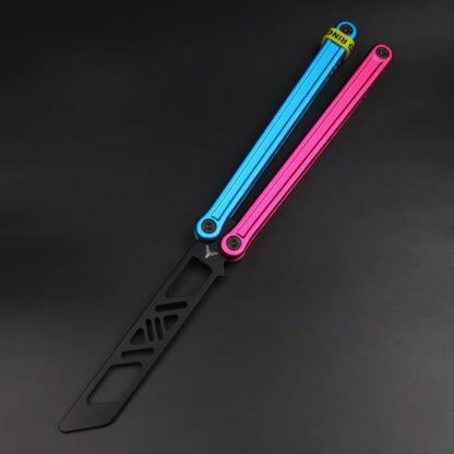 Double-Sided T10 Screw Aluminum Handle Balisong Butterfly Knife Trainer - Bushing Pivot System, Unsharpened Flipping Tool for Practice