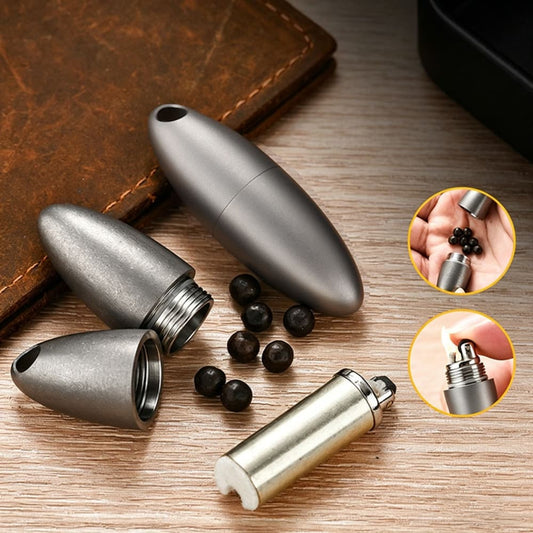 Titanium Mini Waterproof Olive Shape Pendant Waterproof Pill Case Box Travel Capsule Bottle Holder Container