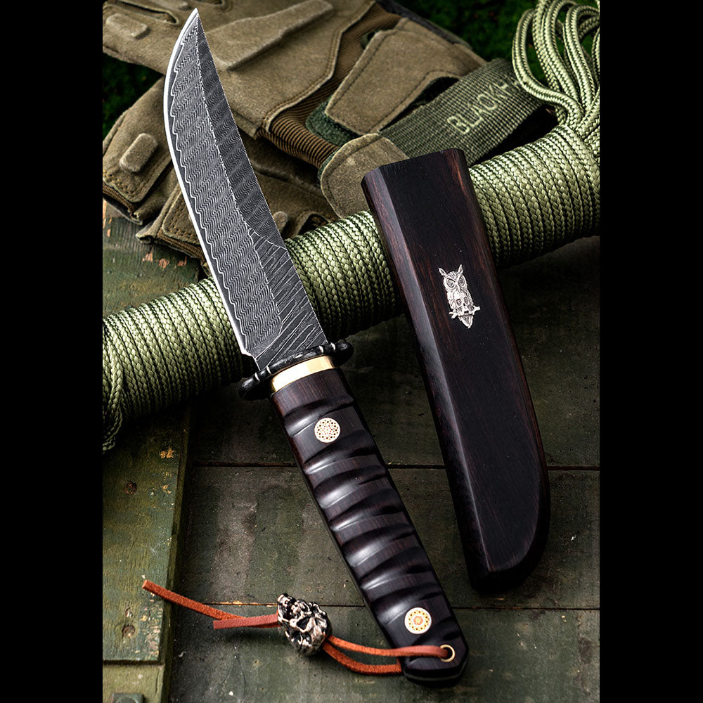 Hand Forged Japanese Style Damascus Fruit Knife Luxury Outdoor Camping Blade for Collection EDC Camping, Hunting, Self-defense Tactics, Practical Survival