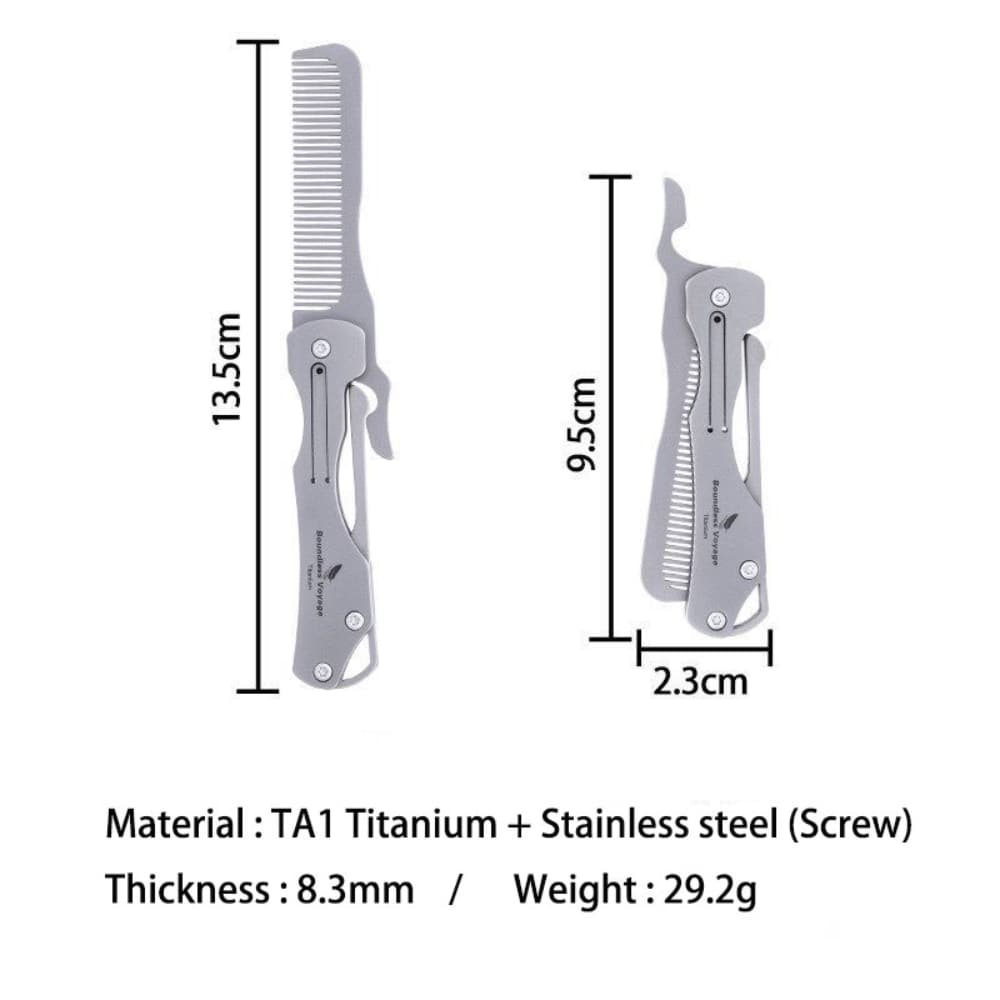 Titanium Pocket Folding Comb Outdoor EDC Portable and durable Hair Beard Comb
