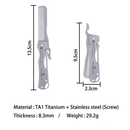 Titanium Pocket Folding Comb Outdoor EDC Portable and durable Hair Beard Comb