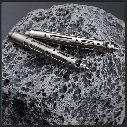 Mini Titanium Alloy Hand Carved Baked Blue Pen Portable Pendant EDC Gift