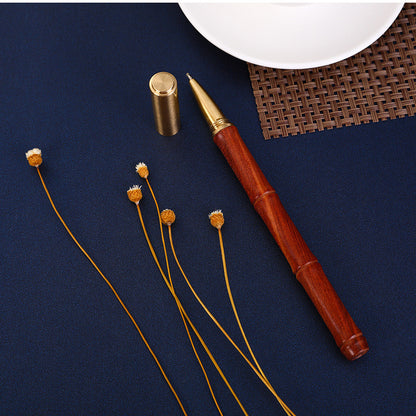 Custom Made Retro Solid Brass Sandalwood Craft Pen Ball Point Pen EDC Gift