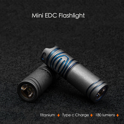 Titanium Mini Rechargeable LED Flashlight Waterproof Keychain Pendant EDC