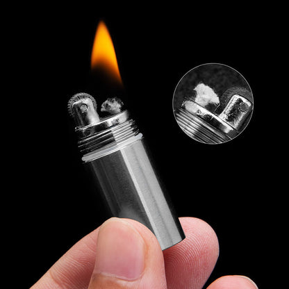 Titanium Mini Kerosene Lighter Waterproof Keychain Pendant Portable EDC Gift