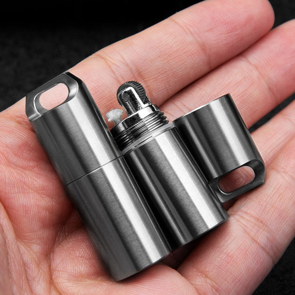 Titanium Mini Kerosene Lighter Waterproof Keychain Pendant Portable EDC Gift