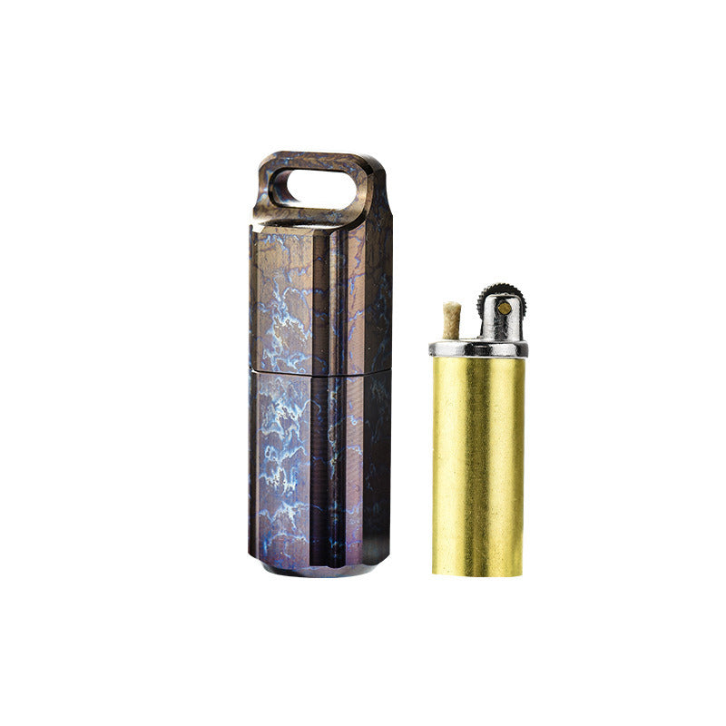 Titanium Waterproof Lighter Pill Case Box Travel Capsule Bottle Holder Container