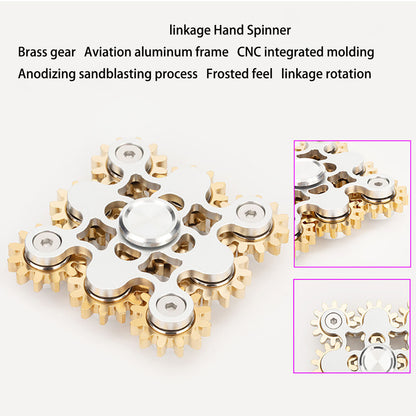 Linkage Hand Fidget Spinner Chain Brass Aluminum Gear Finger Gyro Relax Toy