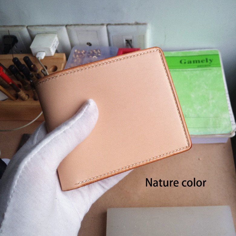 Handmade Vegetable Tanned Leather Wallet Genuine Cowhide Card Case Custom