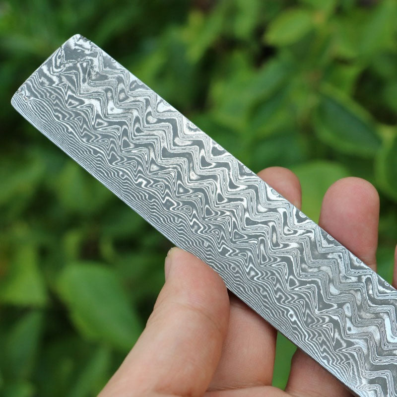 Hard Unfilled Damascus Steel Billet Bar Blank Knife Blade Diy Material