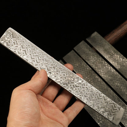 Hard Unfilled Damascus Steel Billet Bar Blank Knife Blade Diy Material